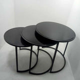 Black Color Coated Iron Coffee Table Set, For Restaurant, Half Round - 1312