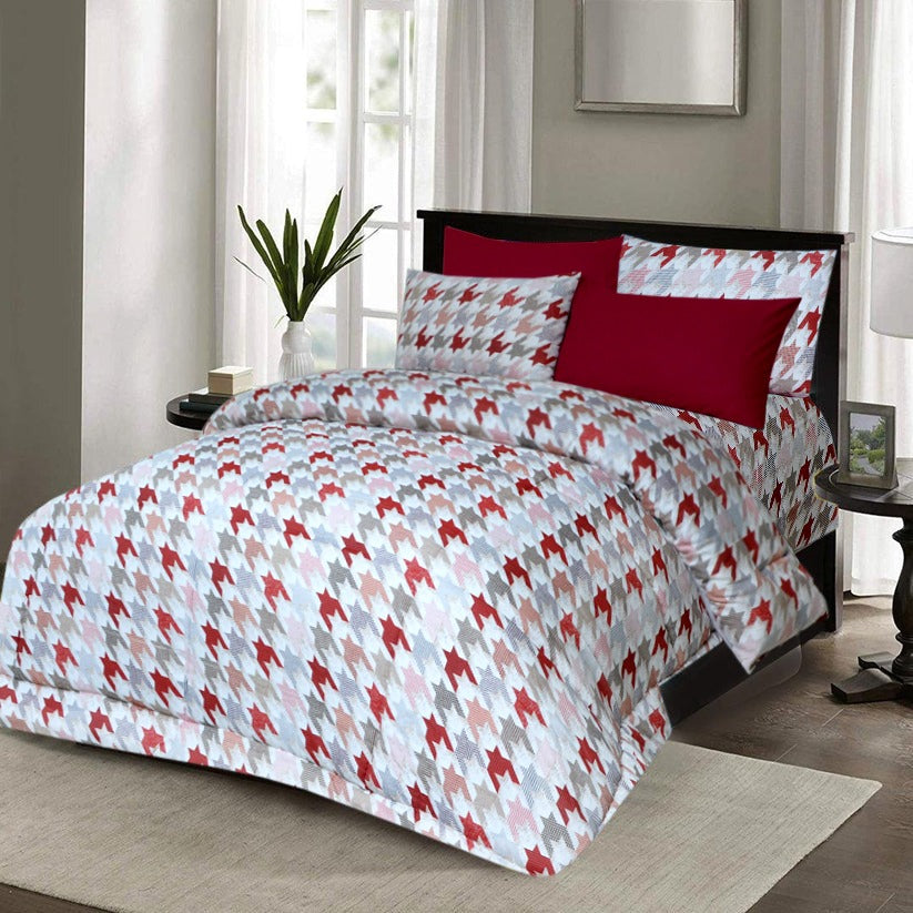 6 Pcs Luxury Printed Comforter Set - 1214