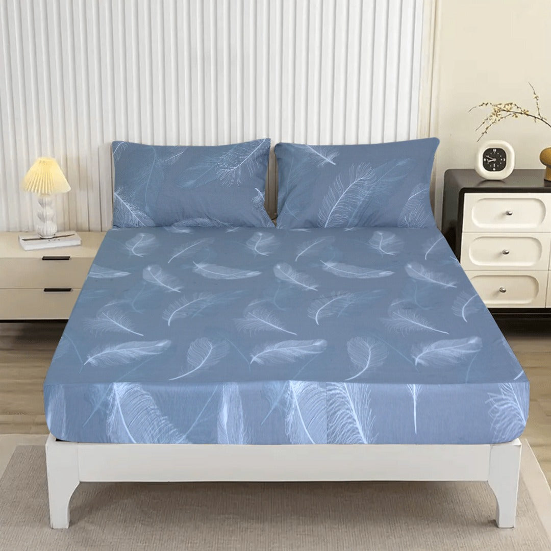 3PCS Printed Fitted Sheet with pillow Covers - 1137