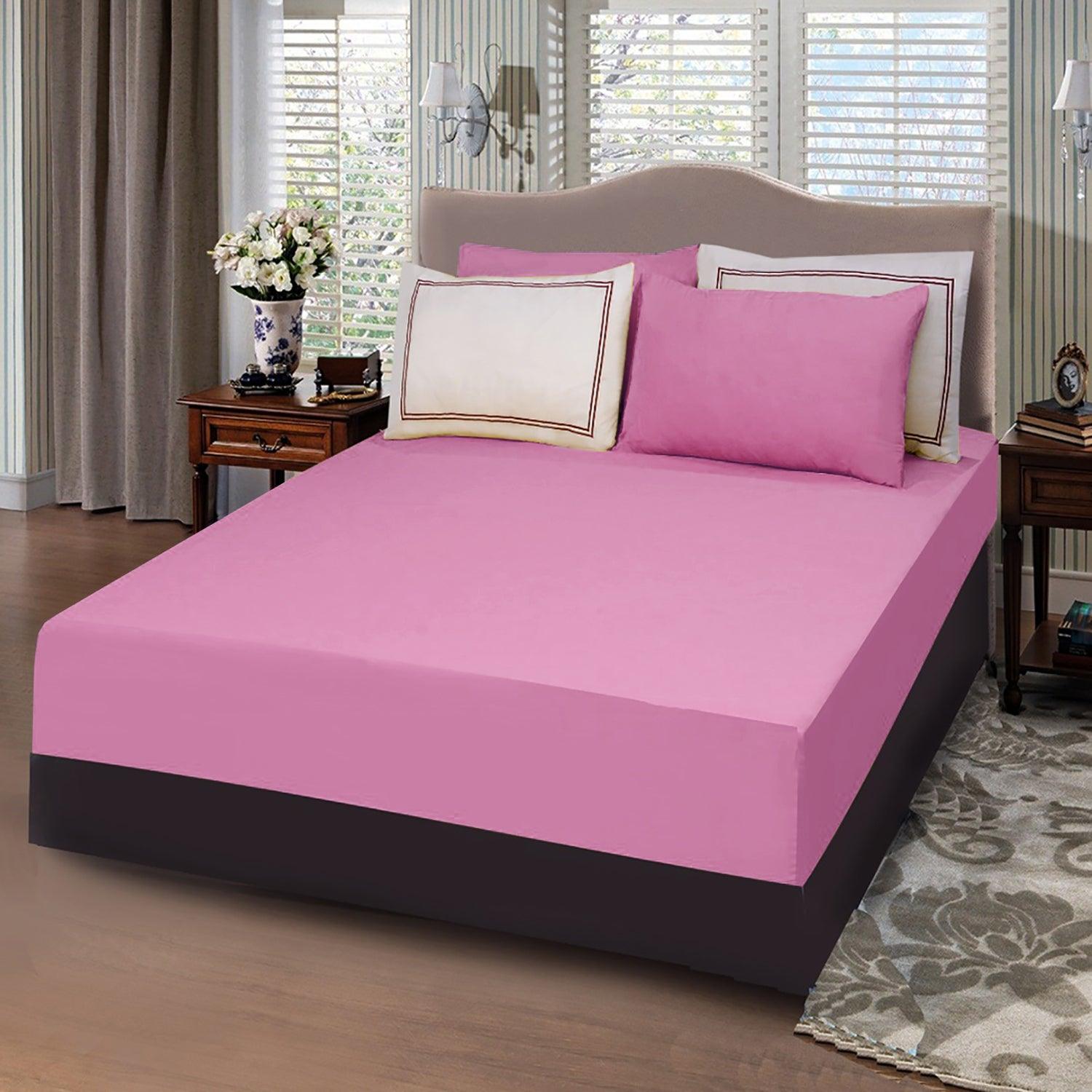 5 Pc's Baratta Stitched Fitted Sheet Set Baby Pink - 92Bedding