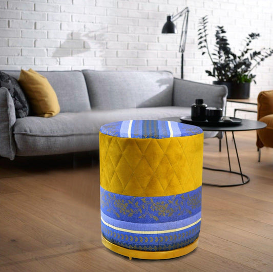 Large Pouffe Printed Stool With Steel Frame -1143 - 92Bedding