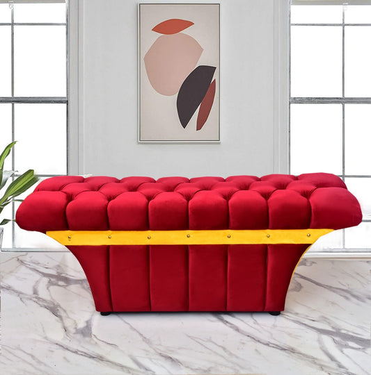 Luxury Three Seater Velvet Ottoman Stool - 1270