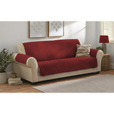 Quilted Sofa covers Non-slip W/Piping Maroon (004) - 92Bedding