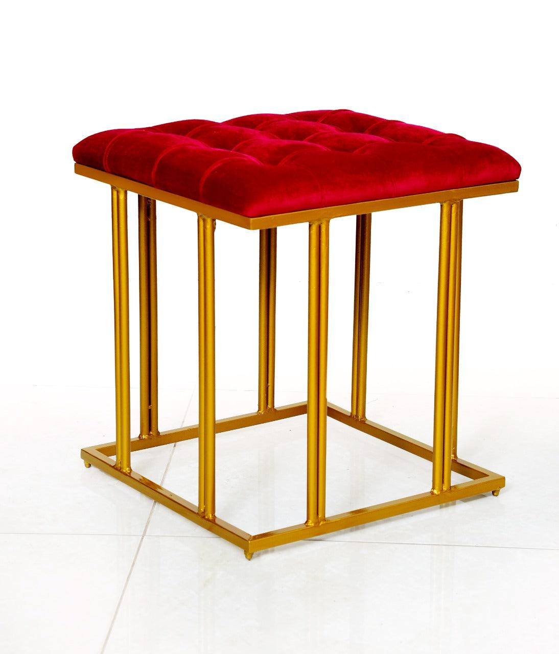 Luxury Velvet Square Stool With Steel Stand -911 - 92Bedding