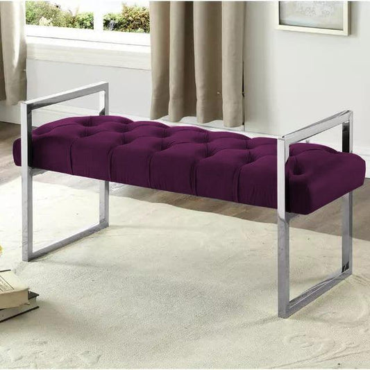 3 Seater Luxury Stainless Steel Ottoman Stool -937 - 92Bedding