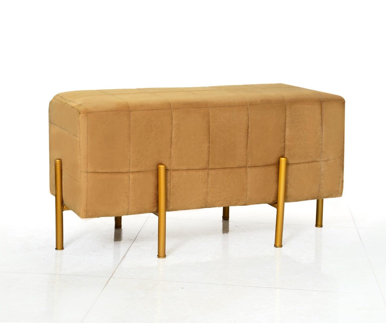 2 Seater Luxury Velvet Wooden Stool With Steel Stand-861 - 92Bedding