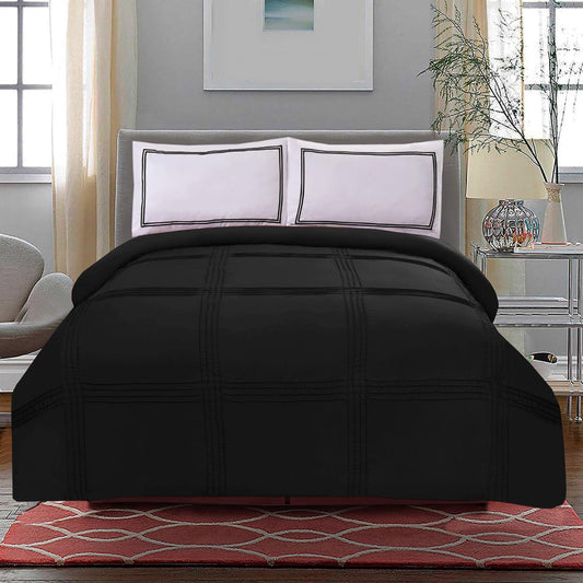 3 Pc's Luxury Baratta Pleated Duvet Set Black - 92Bedding