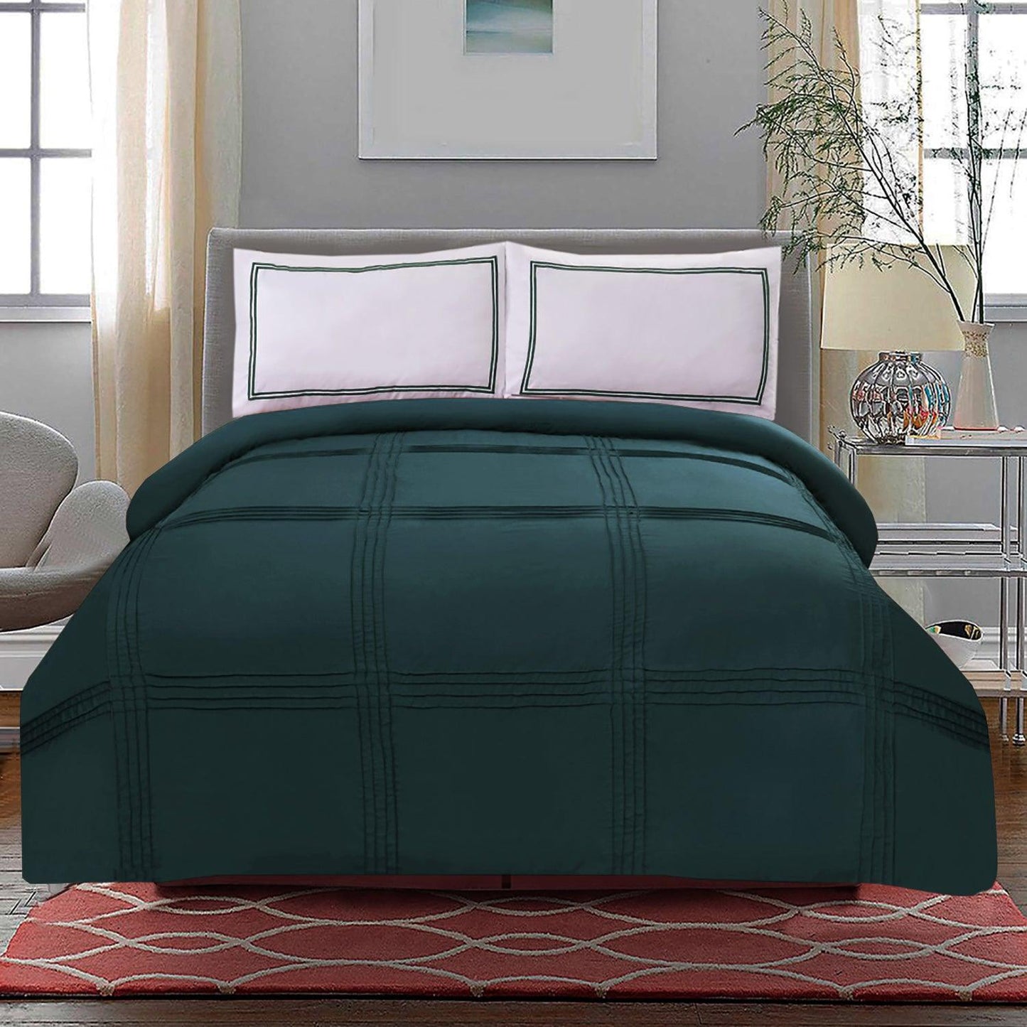 3 Pc's Luxury Baratta Pleated Duvet Set Zink - 92Bedding