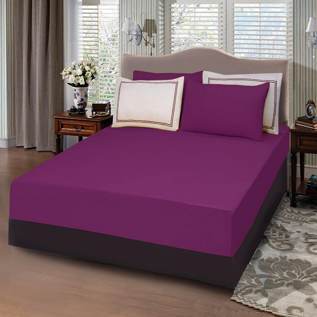 5 Pc's Baratta Stitched Fitted Sheet Set Violet - 92Bedding