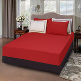 5 Pc's Baratta Stitched Fitted Sheet Set Red - 92Bedding