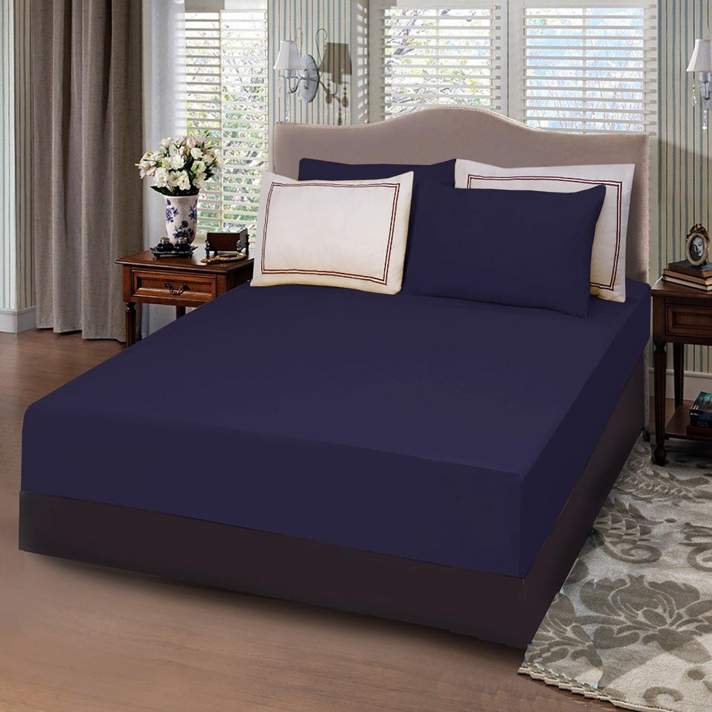 5 Pc's Baratta Stitched Fitted Sheet Set Navy - 92Bedding