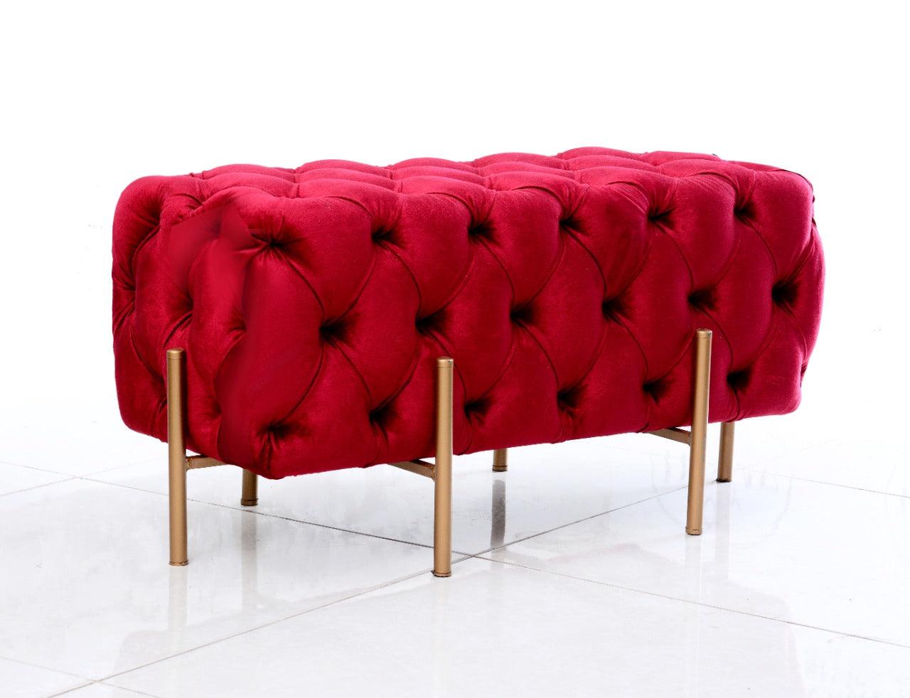 2 Seater Luxury Ottoman Wooden Stool With Steel Stand 719 - 92Bedding