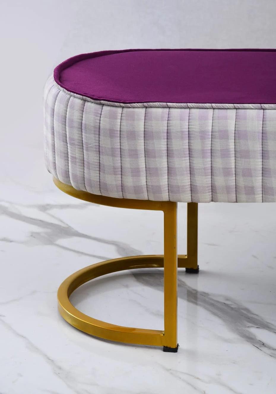 3 Seater Luxury Velvet Stool With Steel Stand -1161 - 92Bedding