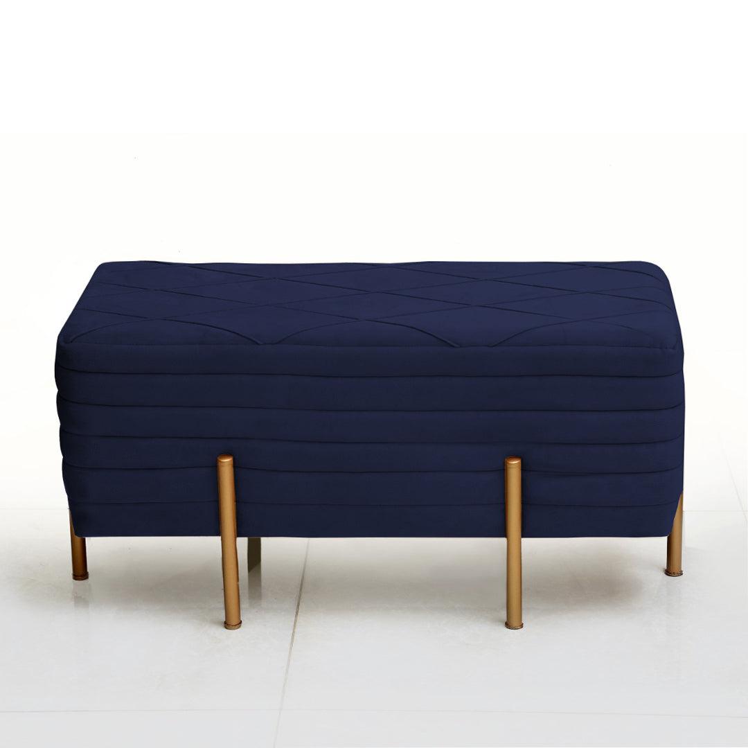 2 Seater Luxury Pleated Wooden Stool With Steel Stand-855 - 92Bedding
