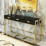 Jocise Black Narrow Console Table with Drawers Rectangle Entryway Table -1263