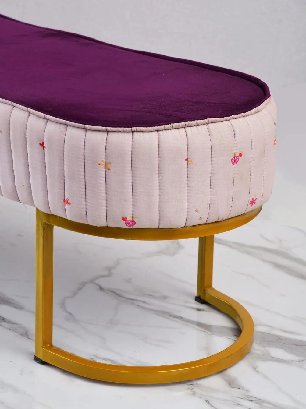 3 Seater Luxury Velvet Stool With Steel Stand -1160 - 92Bedding