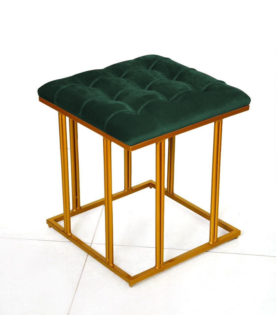 Luxury Velvet Square Stool With Steel Stand -904 - 92Bedding
