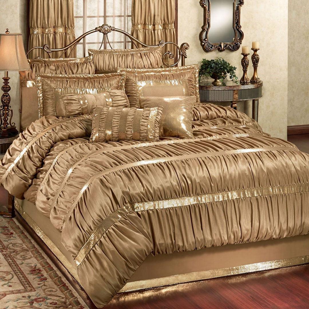 12 Pcs Luxury Embellished and Ruffled Bridal Set with Free Quilt Filling - 92Bedding