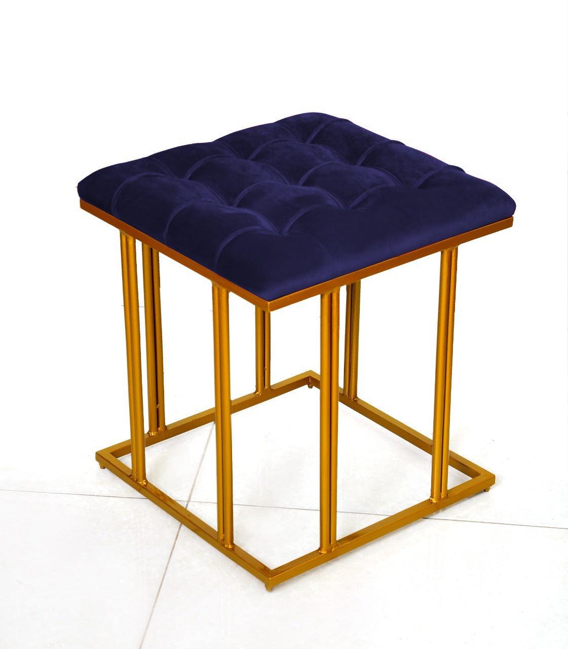 Luxury Velvet Square Stool With Steel Stand -912 - 92Bedding