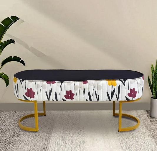 Luxury Wooden stool 3 Seater Printed With Steel Stand -1173 - 92Bedding