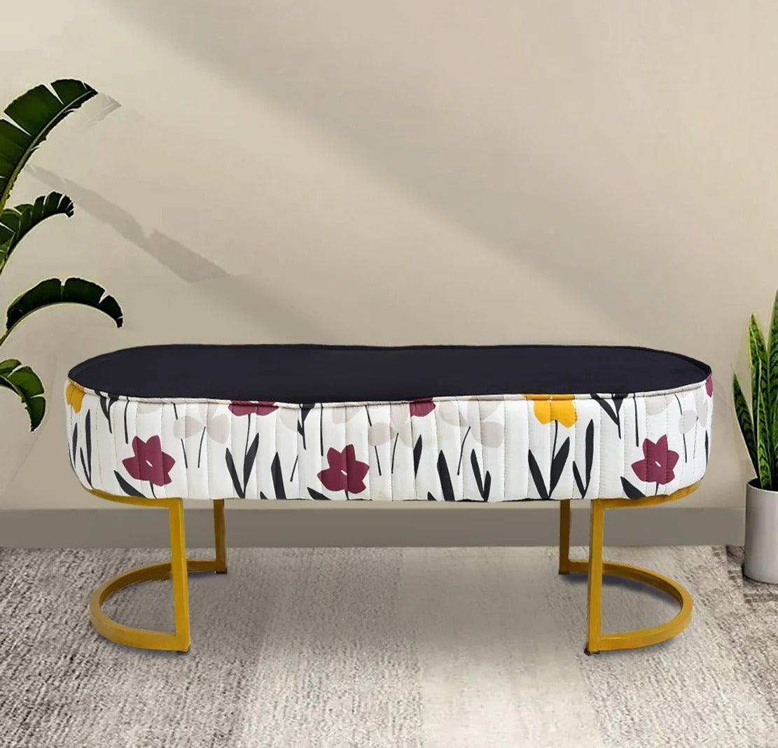 Luxury Wooden stool 3 Seater Printed With Steel Stand -1173 - 92Bedding