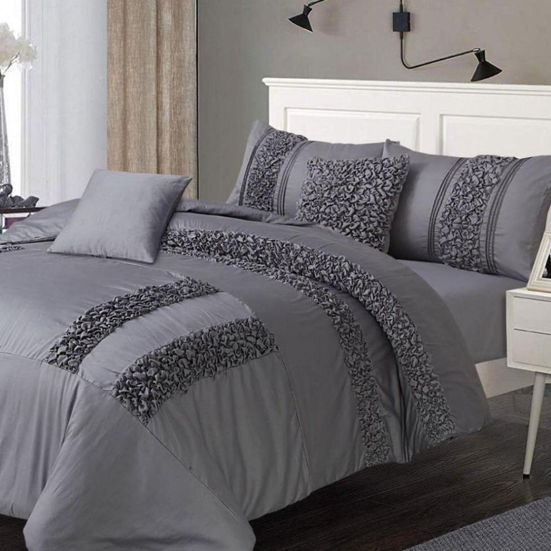 8 PC's Smoky Grey Duvet set - 92Bedding