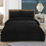 3 Pcs Pleated Duvet Set Black - 92Bedding