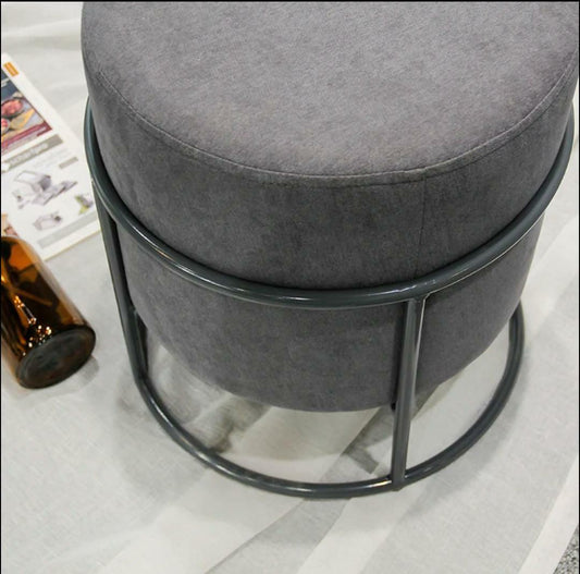 Luxury Wooden Round stool With Steel Stand -1132 - 92Bedding