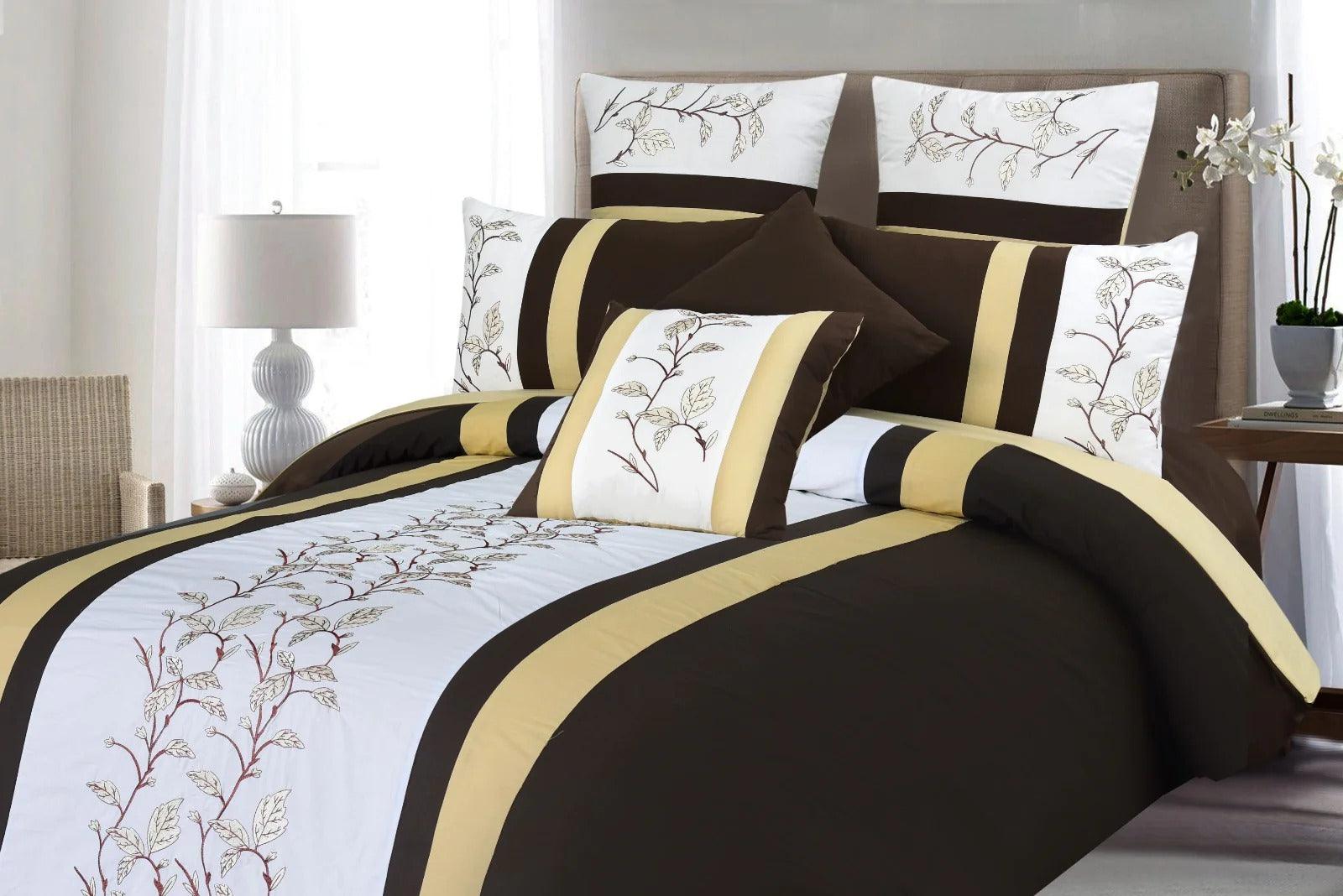 Luxury Embroidered Strips Duvet Set 8 Pc's - 92Bedding