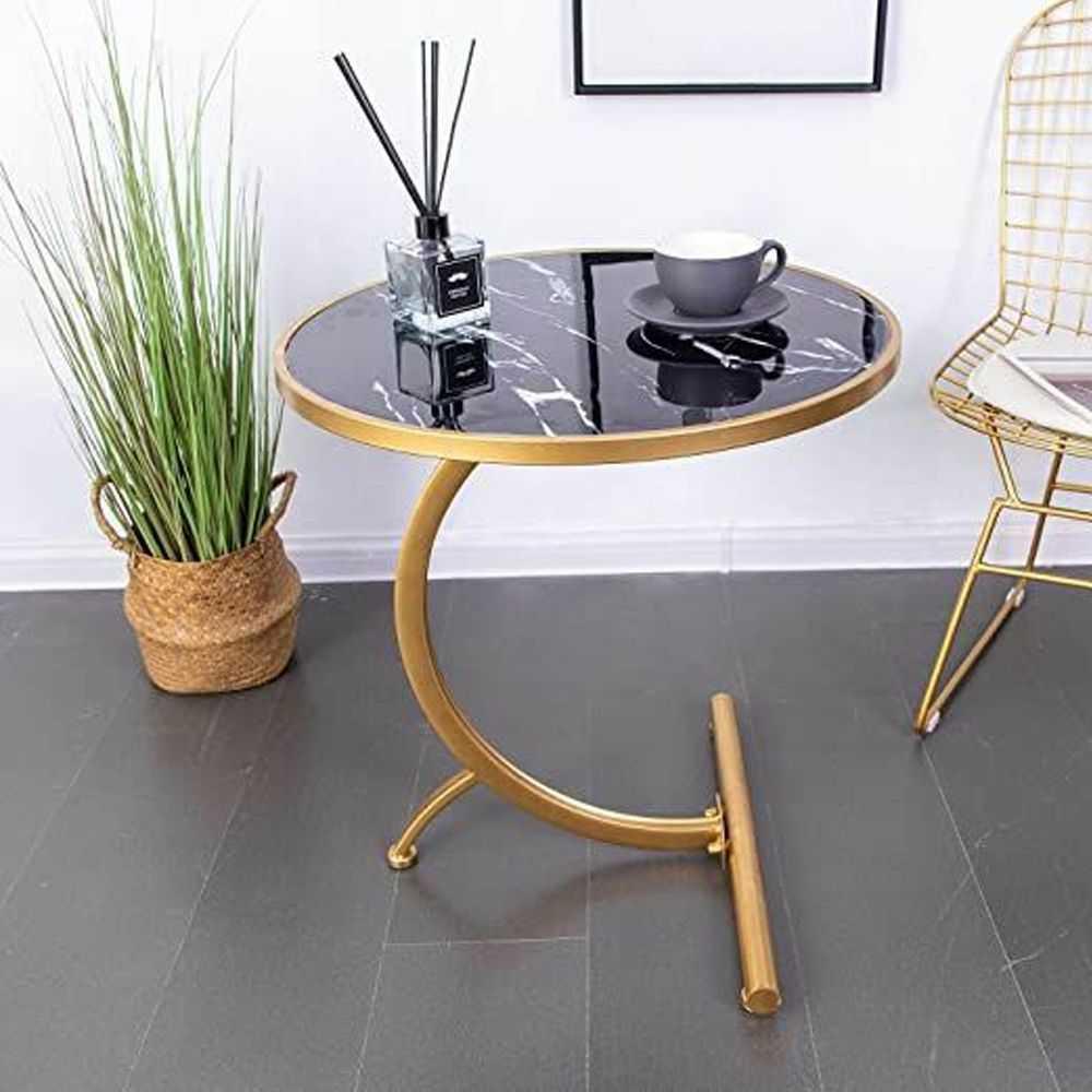 Luxury Round Marble Sheet & Steel Table -827