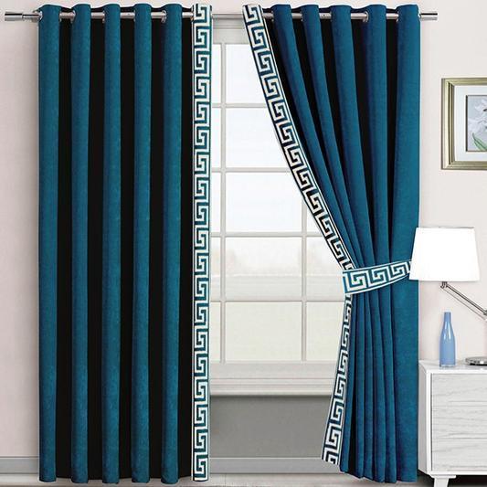 2 Pc's Luxury Velvet Embroidered Curtains With 2 Belts 14 - 92Bedding