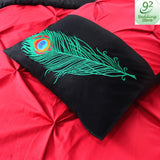 8 PCS Peacock Feather Embroidered Duvet Set - 92Bedding