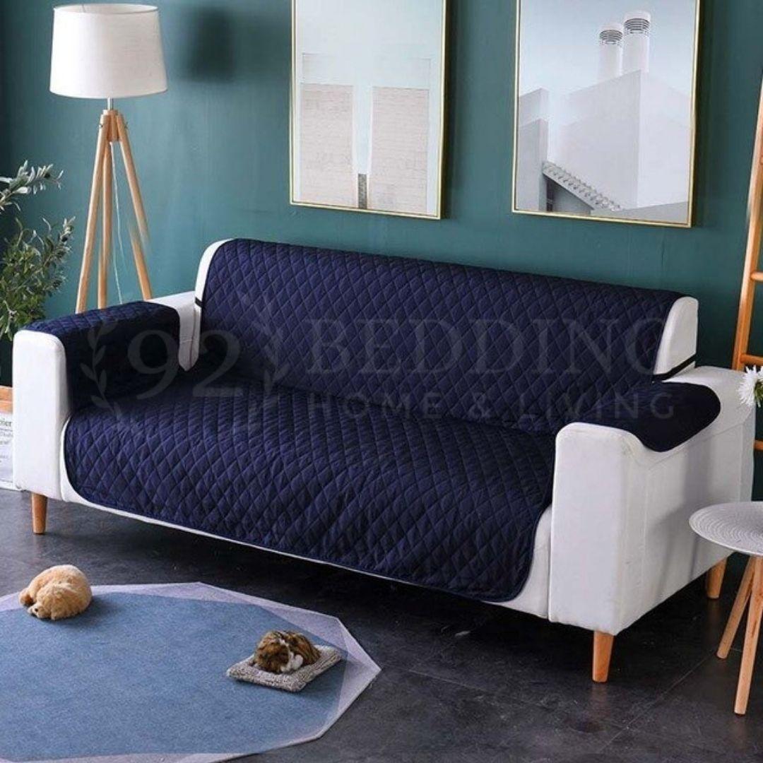 Quilted Cotton Sofa Covers Navy - 92Bedding