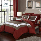 Embellish Patch Pleated Duvet Set - Brown And Red - 92Bedding