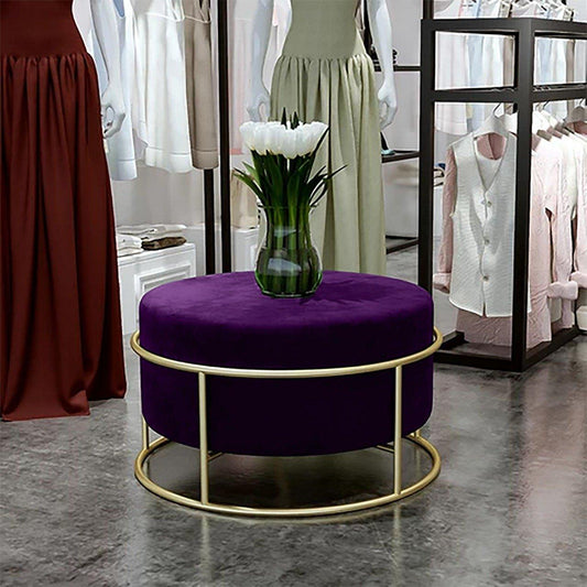 Luxury Wooden Round stool With Steel Stand -300 - 92Bedding