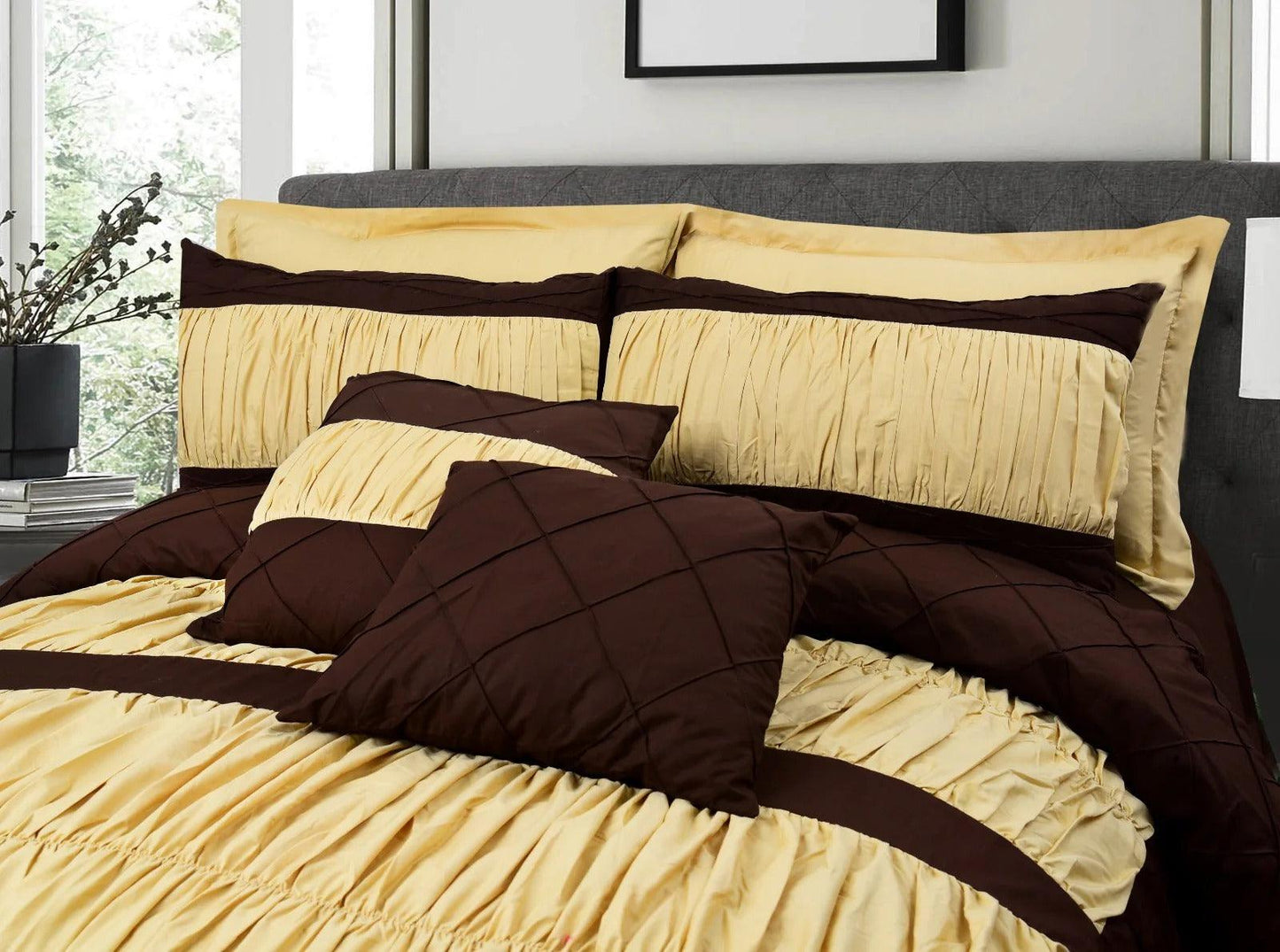 Luxury 8 pcs Frilly Cross Pleated Duvet Set - 92Bedding