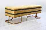 3 Seater Luxury Embroidered Wooden Stool With Steel Stand -731 - 92Bedding