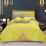 Mariana Centered Embroidered Motif Duvet Cover Set Yellow - 92Bedding