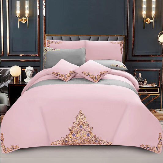 Mariana Centered Embroidered Motif Duvet Cover Set Pink - 92Bedding
