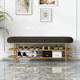 3 Seater Luxury Wooden Stool With Steel Stand And Shoe Rack -498 - 92Bedding
