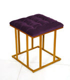 Luxury Velvet Square Stool With Steel Stand -907 - 92Bedding