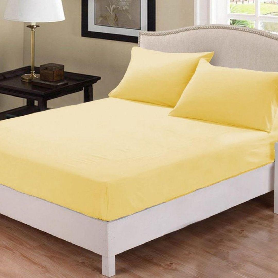 Fitted Sheet Rich Cotton Yellow With Pillow Cover - 92Bedding