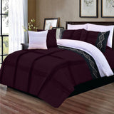 8 Pcs Pleated Embroidered Duvet Set Plum - 92Bedding