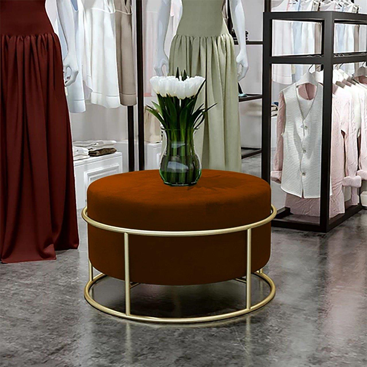 Luxury Wooden Round stool With Steel Stand -301 - 92Bedding