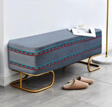 3 Seater Luxury Embroidered Wooden Stool With Steel Stand -730 - 92Bedding