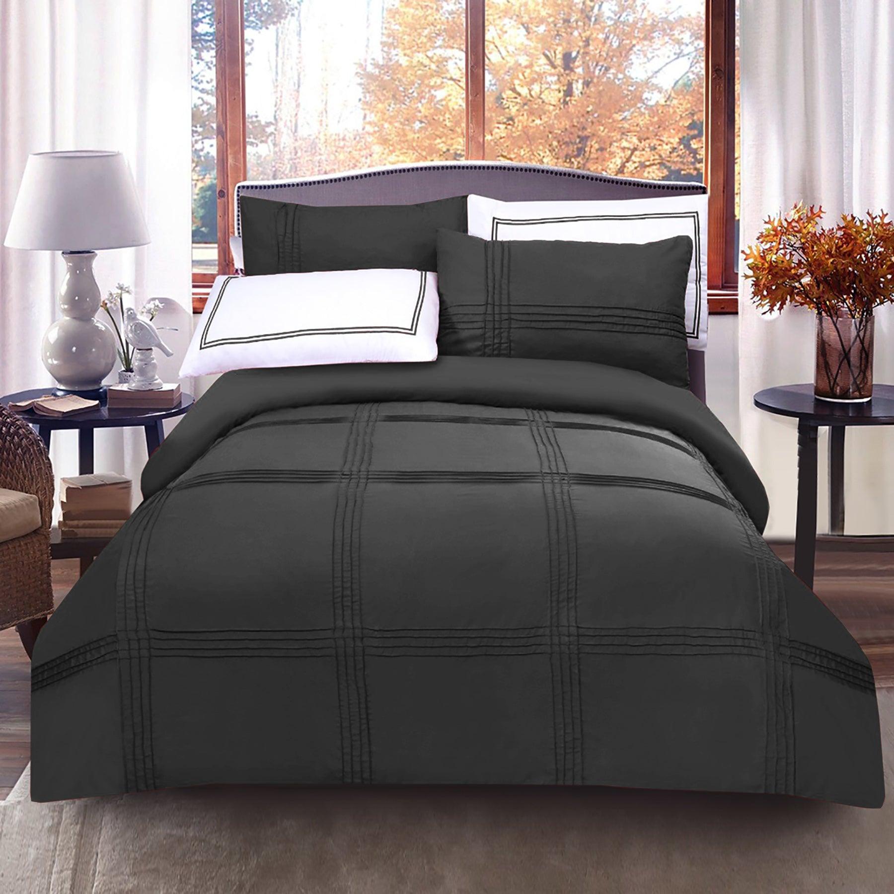 5 Pcs Baratta Pleated Duvet Set Grey - 92Bedding