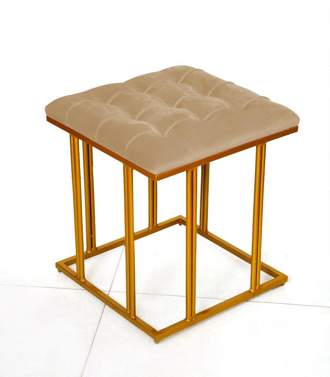 Luxury Velvet Square Stool With Steel Stand -908 - 92Bedding
