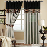 2 Pc's Luxury Velvet Embroidered Curtains Double Shaded With 2 Belts 39 - 92Bedding