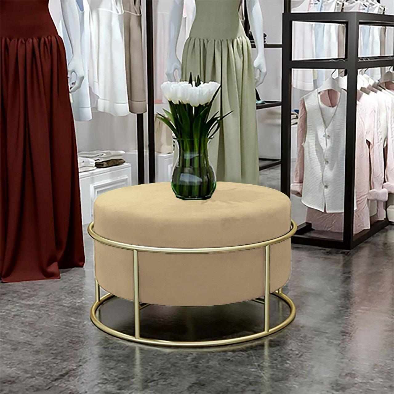 Luxury Wooden Round stool With Steel Stand -304 - 92Bedding