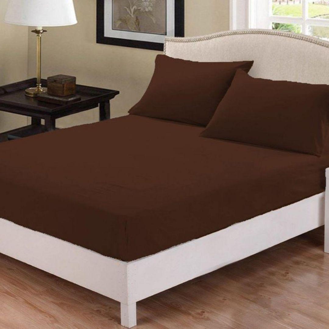 Fitted Sheet Rich Cotton Brown with Pillow cover - 92Bedding